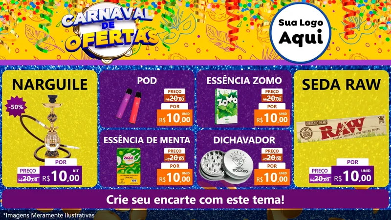 Modelo de TV para TV Horizontal com o tema Carnaval de Ofertas para Tabacaria