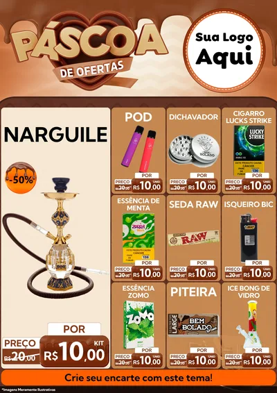 Modelo de Encarte para Encarte A4 Vertical com o tema Páscoa de Ofertas para Tabacaria