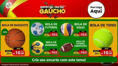 Modelo de TV para TV Horizontal com o tema Especial Dia do Gaúcho para Artigos Esportivos