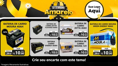 Modelo de TV para TV Horizontal com o tema Setembro Amarelo para Baterias Elétricas