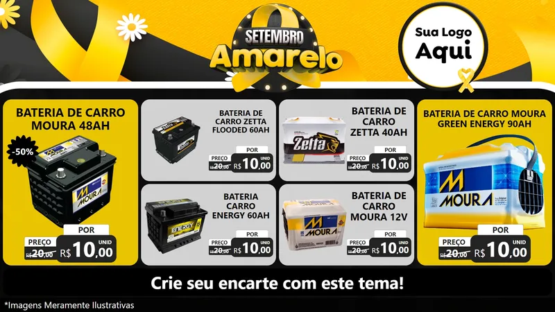 Modelo de TV para TV Horizontal com o tema Setembro Amarelo para Baterias Elétricas