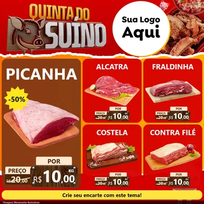 Modelo de Rede Social para Feed Facebook com o tema Quinta do Suíno para Açougue
