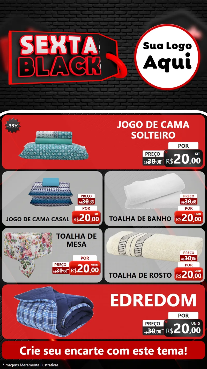 Modelo de TV para TV Vertical com o tema Sexta Black para Cama, Mesa e Banho