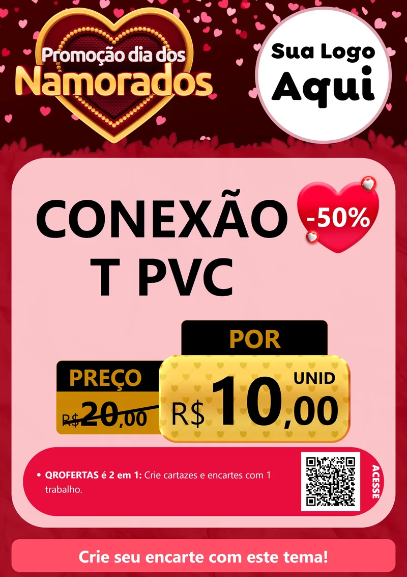 Modelo de Cartaz para Cartaz A4 Vertical com o tema Promoção Dia Dos Namorados para Tubos e conexões