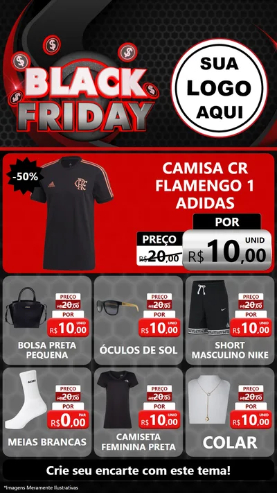 Modelo de Rede Social para Stories com o tema Black Friday para Roupas e acessórios