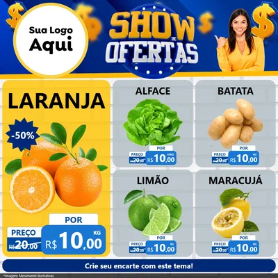 Modelo de Rede Social para Feed Facebook com o tema Show de Ofertas para Hortifrúti