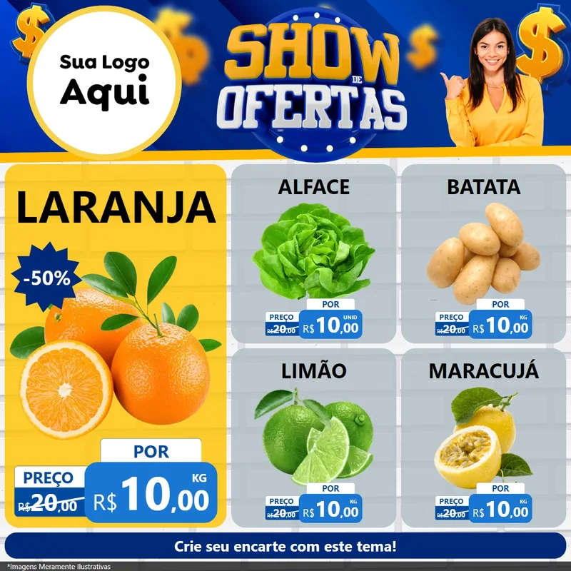 Modelo de Rede Social para Feed Facebook com o tema Show de Ofertas para Hortifrúti