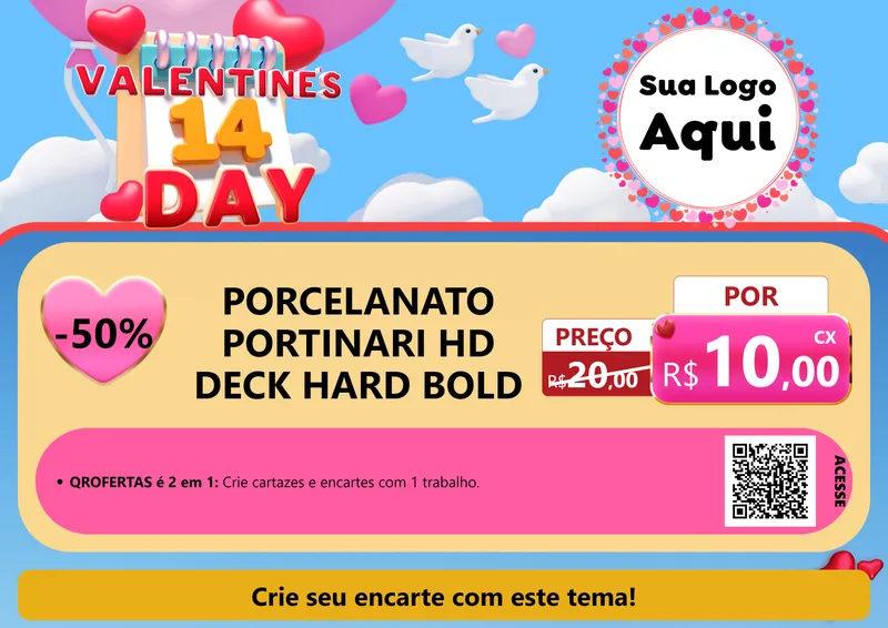 Modelo de Cartaz para Cartaz A4 Horizontal com o tema Valentine's Day para Pisos e revestimentos