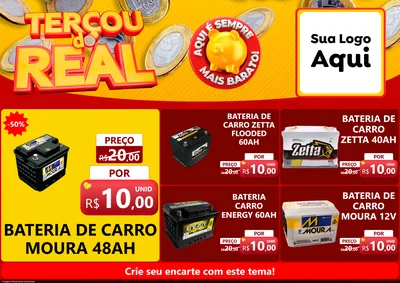Modelo de Encarte para Encarte A4 Horizontal com o tema Terçou do Real para Baterias Elétricas