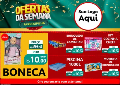 Modelo de Encarte para Encarte A4 Horizontal com o tema Ofertas da Semana Farroupilha para Brinquedos