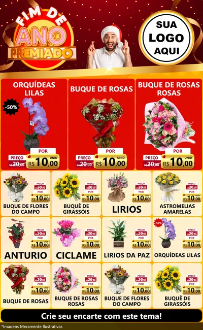 Modelo de Encarte para Encarte Grande com o tema Fim de Ano Premiado para Floricultura e jardim