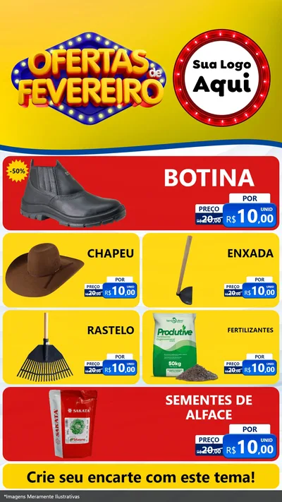 Modelo de TV para TV Vertical com o tema Ofertas de Fevereiro para Agropecuária