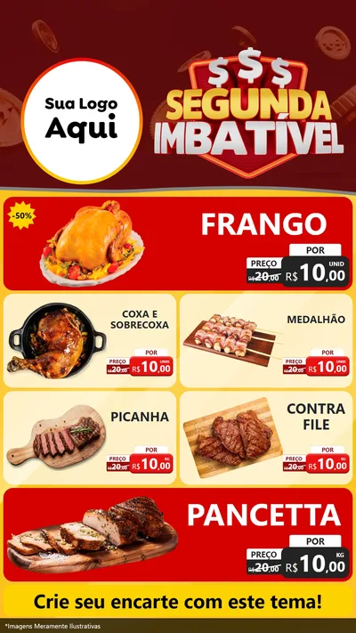 Modelo de TV para TV Vertical com o tema Segunda Imbatível para Assados