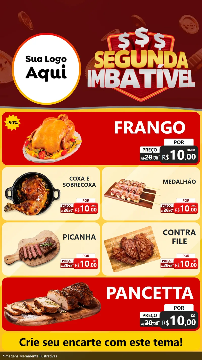 Modelo de TV para TV Vertical com o tema Segunda Imbatível para Assados