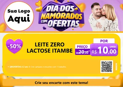 Modelo de Cartaz para Cartaz A4 Horizontal com o tema Dia Dos Namorados Com Ofertas para Frios e Laticínios