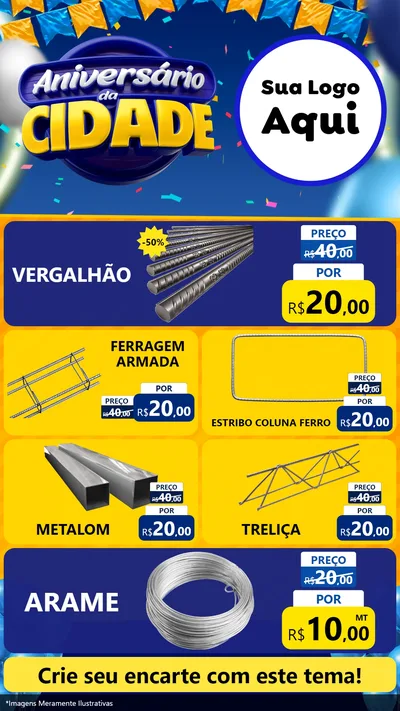Modelo de TV para TV Vertical com o tema Aniversário da Cidade para Ferragens