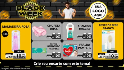Modelo de TV para TV Horizontal com o tema Black Week para Bebês