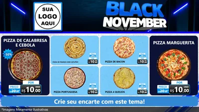 Modelo de TV para TV Horizontal com o tema Black November para Pizzaria