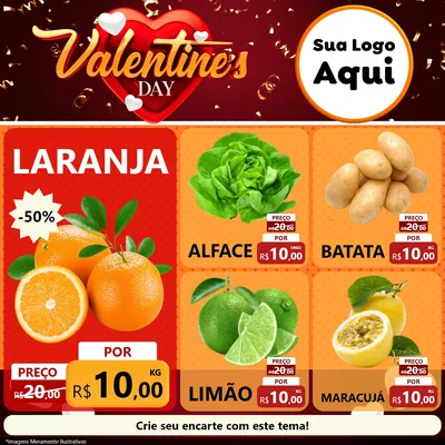 Modelo de Rede Social para Feed Facebook com o tema Valentine's Day para Hortifrúti