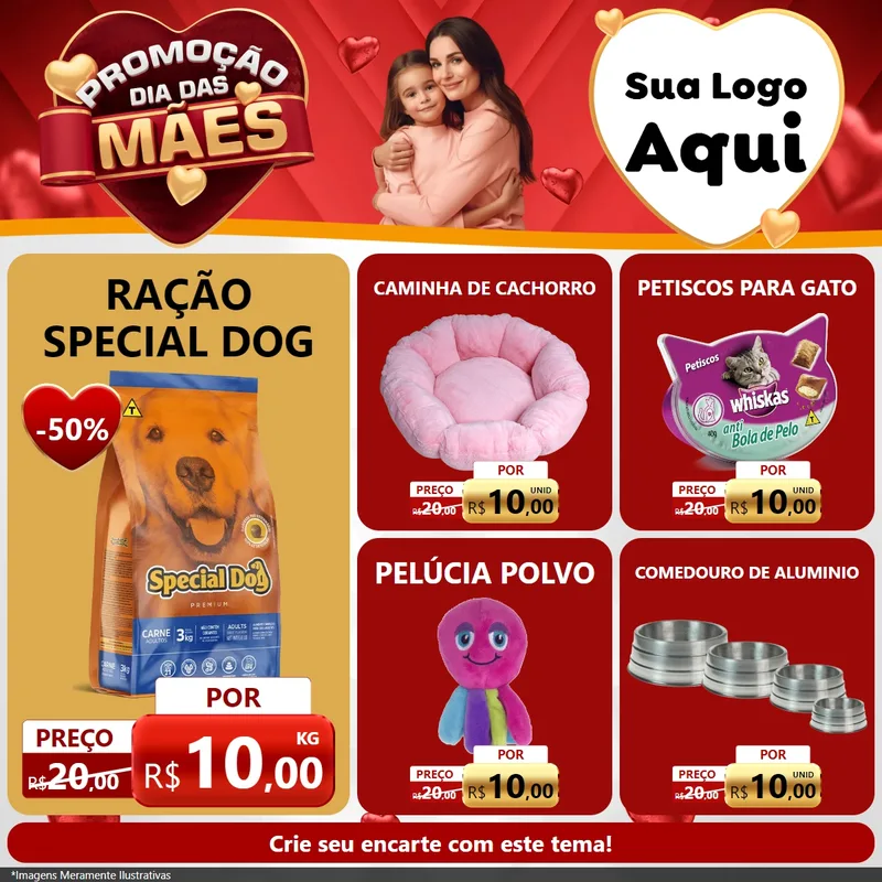 Modelo de Rede Social para Feed Facebook com o tema Promoção Dia das Mães para Pet Shop