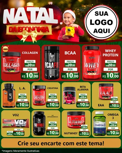Modelo de Rede Social para Feed Instagram com o tema Natal da Economia para Suplementos alimentares