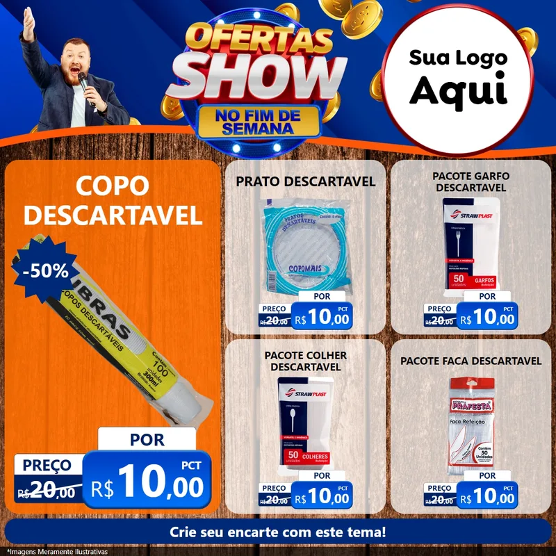 Modelo de Rede Social para Feed Facebook com o tema Ofertas Show No Fim De Semana para Embalagens