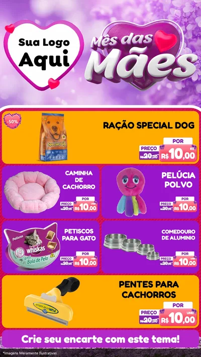 Modelo de TV para TV Vertical com o tema Mês das Mães para Pet Shop