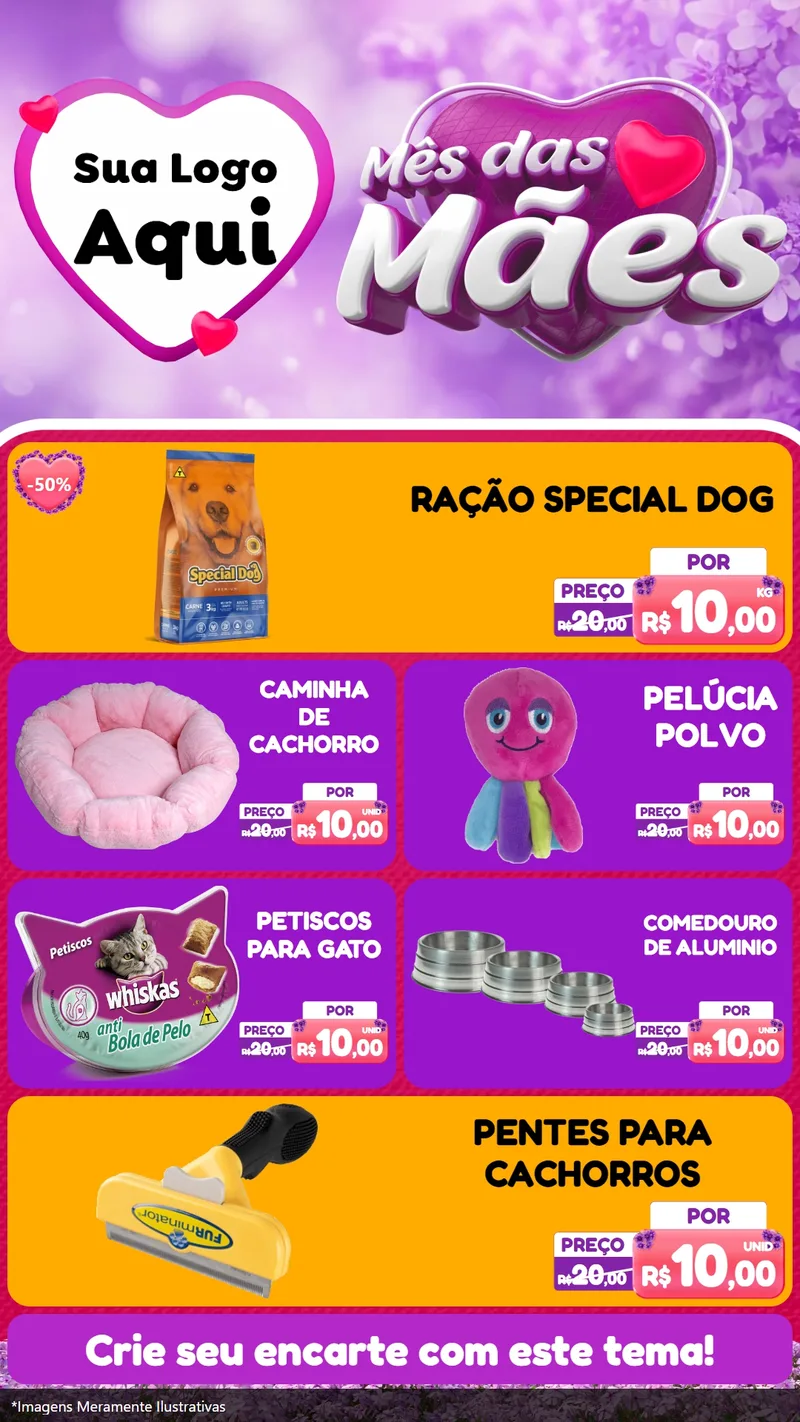 Modelo de TV para TV Vertical com o tema Mês das Mães para Pet Shop