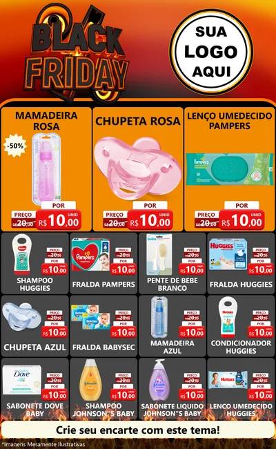 Modelo de Encarte para Encarte Grande com o tema Black Friday para Bebês