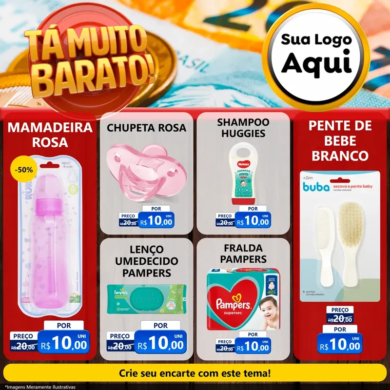 Modelo de Rede Social para Feed Facebook com o tema Está Muito Barato para Bebês