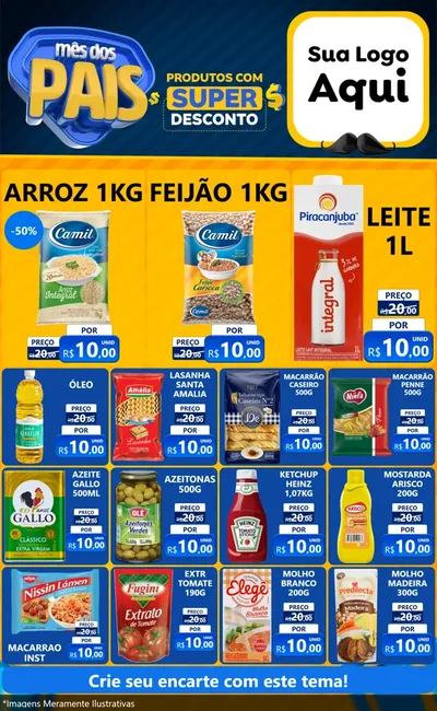 Modelo de Encarte para Encarte Grande com o tema Mês dos Pais para Supermercado