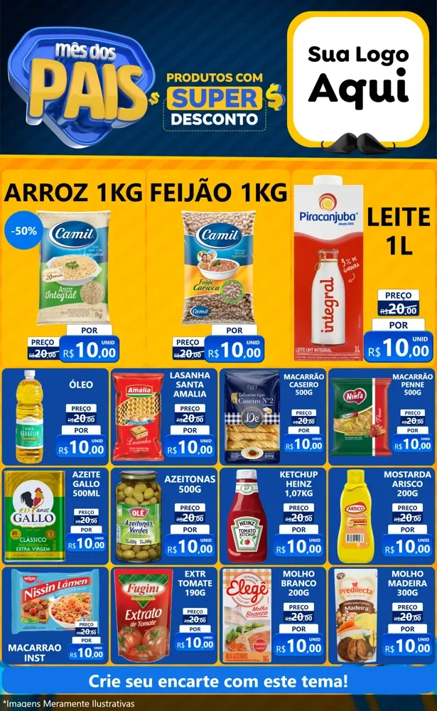 Modelo de Encarte para Encarte Grande com o tema Mês dos Pais para Supermercado
