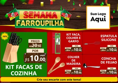 Modelo de Encarte para Encarte A4 Horizontal com o tema Semana Farroupilha para Utilidades Domésticas