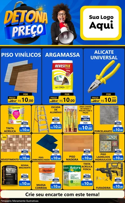 Modelo de Encarte para Encarte Grande com o tema Detona Preços para Material para Construção