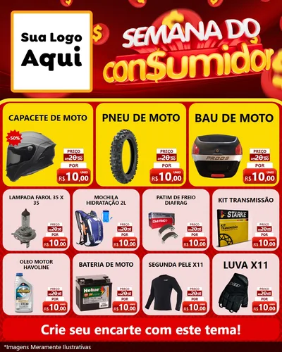 Modelo de Rede Social para Feed Instagram com o tema Semana do Consumidor para Moto peças