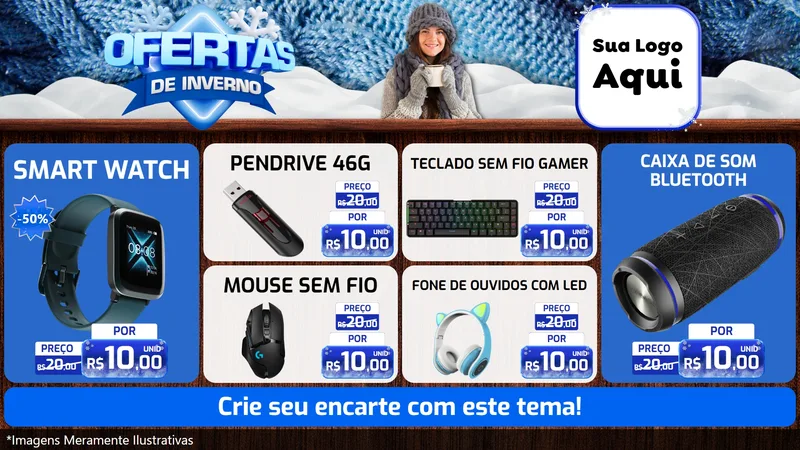 Modelo de TV para TV Horizontal com o tema Ofertas de Inverno para Informática