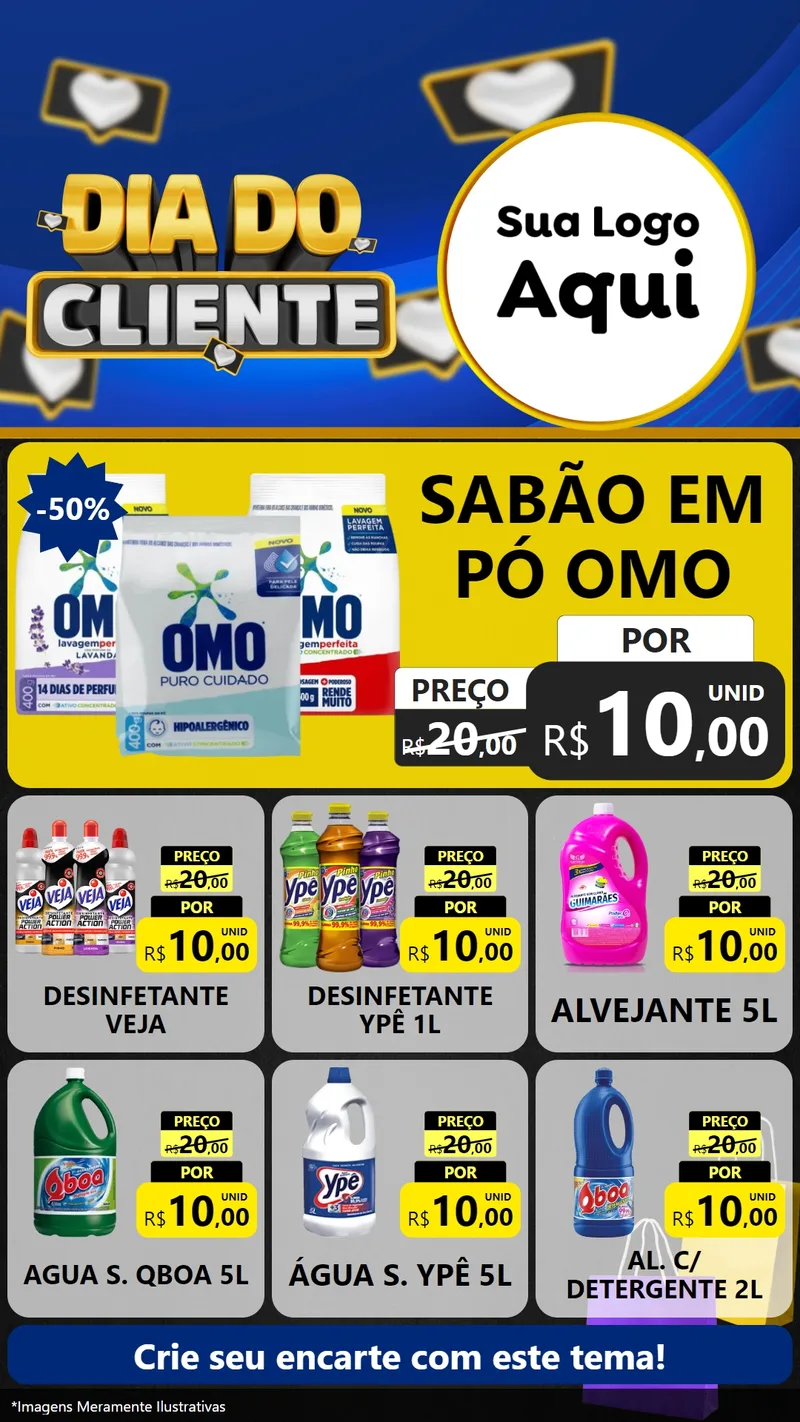Modelo de Rede Social para Stories com o tema Dia Do Cliente para Produtos de Limpeza