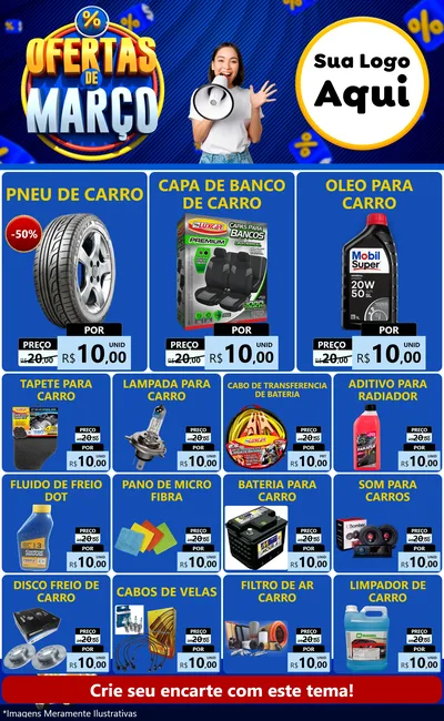 Modelo de Encarte para Encarte Grande com o tema Ofertas de Março para Auto peças