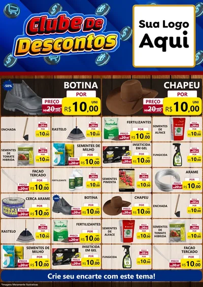 Modelo de Encarte para Encarte A4 Vertical com o tema Clube de Descontos para Agropecuária