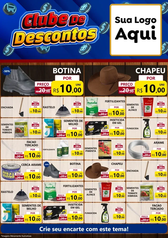 Modelo de Encarte para Encarte A4 Vertical com o tema Clube de Descontos para Agropecuária