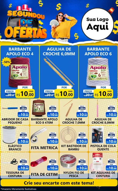 Modelo de Encarte para Encarte Grande com o tema Segundou de Ofertas para Armarinho e Aviamentos
