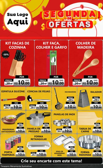 Modelo de Encarte para Encarte Grande com o tema Segunda de Ofertas para Utilidades Domésticas