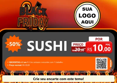 Modelo de Cartaz para Cartaz A4 Horizontal com o tema Black Friday para Comida japonesa