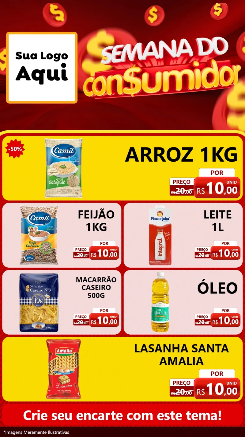 Modelo de TV para TV Vertical com o tema Semana do Consumidor para Supermercado