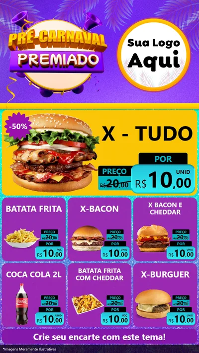 Modelo de Rede Social para Stories com o tema Pré-Carnaval Premiado para Hamburgueria