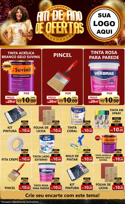 Modelo de Encarte para Encarte Grande com o tema Fim de Ano de Ofertas para Tintas e Ferramentas