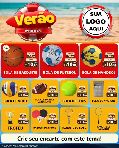Modelo de Rede Social para Feed Instagram com o tema Verão Imbatível para Artigos Esportivos