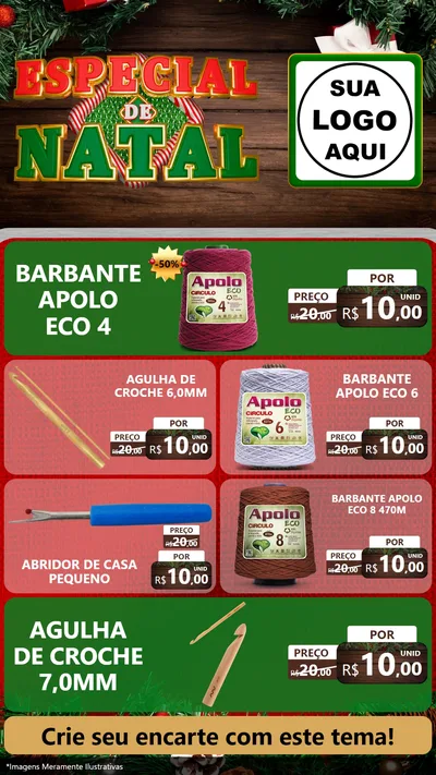 Modelo de TV para TV Vertical com o tema Especial de Natal para Armarinho e Aviamentos