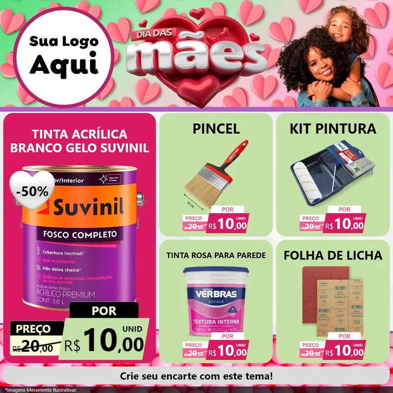 Modelo de Rede Social para Feed Facebook com o tema Dia das Mães para Tintas e Ferramentas