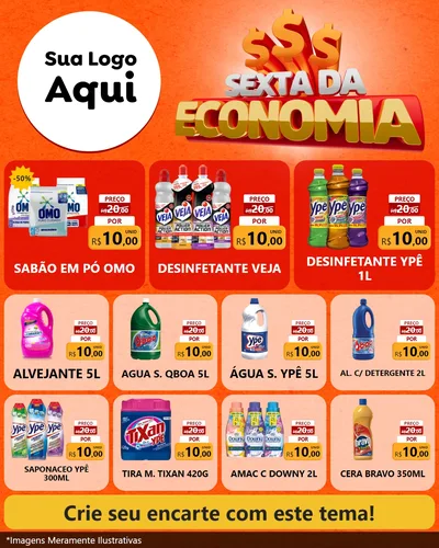 Modelo de Rede Social para Feed Instagram com o tema Sexta da Economia para Produtos de Limpeza